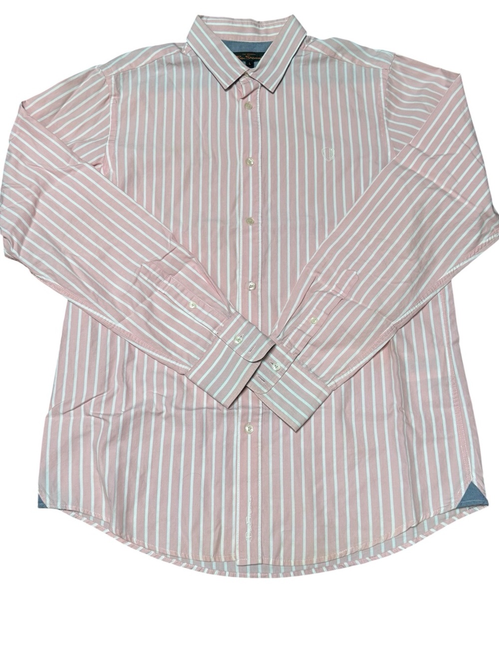 Ben Sherman Pink and White Vertical Stripe Dress Shirt